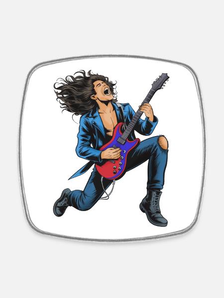 Performance de guitare rock à haute énergie - Magnet carré - blanc