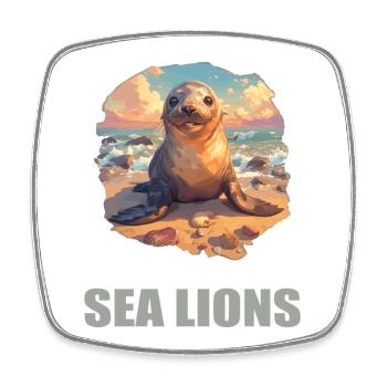 Sea Lions Sea Lion - Square fridge magnet - white - Front