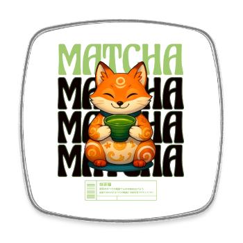 Matcha Fox Zen Tea Enjoyment - Square fridge magnet - white - Front