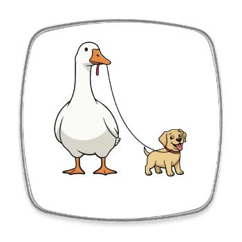 Gänsehund Duo am Leinenband - Viereckiger Kühlschrankmagnet - Weiß - Vorne