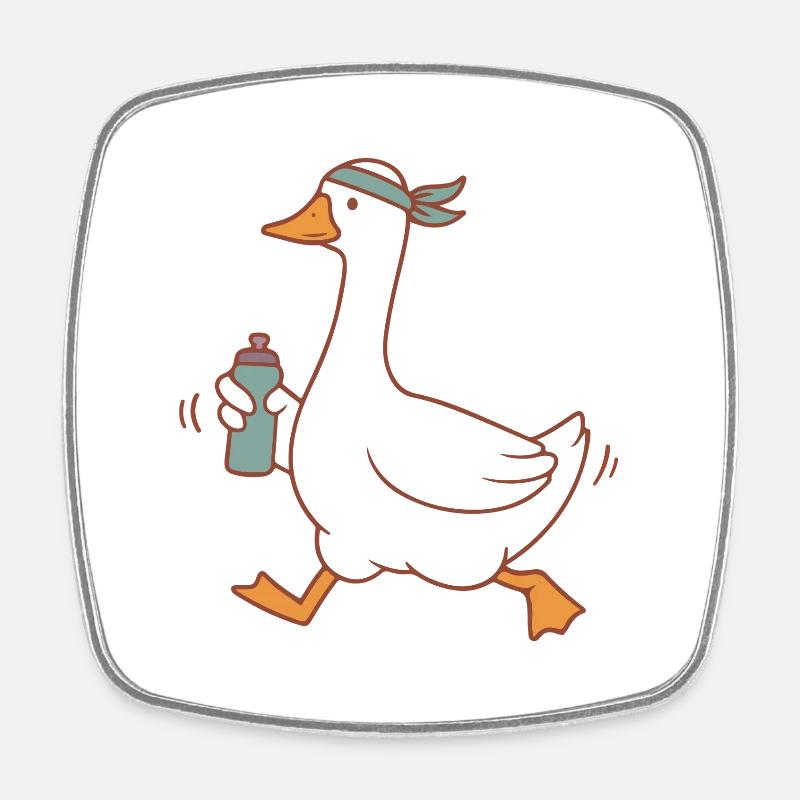 Spray Duck with Headband - Square fridge magnet - white