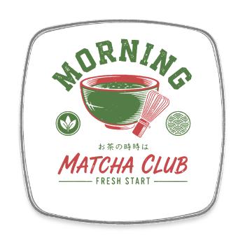 Morning Matcha Club Fresh Start Green Tea Matcha - Viereckiger Kühlschrankmagnet - Weiß - Vorne