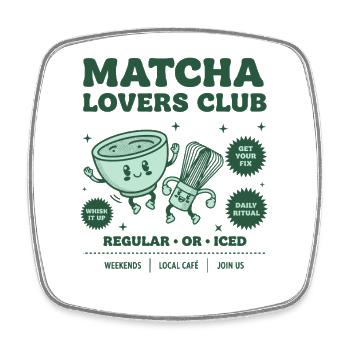 Matcha Lovers Club Whisk It Up Regular Or Iced - Square fridge magnet - white - Front