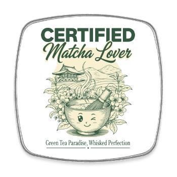 Certified Matcha Lover Green Tea Paradise Whisked - Viereckiger Kühlschrankmagnet - Weiß - Vorne