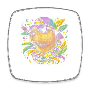 Beaver in party style blaze of color - Square fridge magnet - white - Front