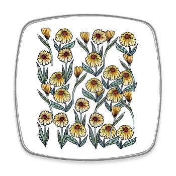 Sunlit Daisy Blumenmuster - Viereckiger Kühlschrankmagnet - Weiß - Vorne