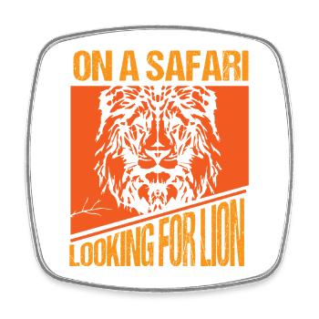Safari Afrique Savane de la faune du Serengeti Lion - Magnet carré - blanc - Devant