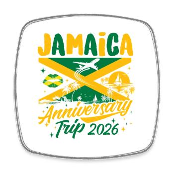 Jamaica Anniversary Trip 2026 Beach Cruise Love - Square fridge magnet - white - Front