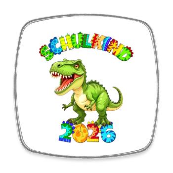 T-Rex - School Child 2026 - Colorful Dino Font - Square fridge magnet - white - Front