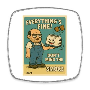 Alles Fein Toaster: Don't pay attention to the smoke - Square fridge magnet - white - Front