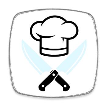 Logo du couteau chapeau de chef - Magnet carré - blanc - Devant