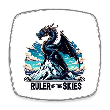 Dragon sky over mountain range - Square fridge magnet - white - Front