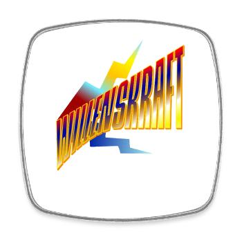 Wullenkraft Neon Retro Logo - Viereckiger Kühlschrankmagnet - Weiß - Vorne