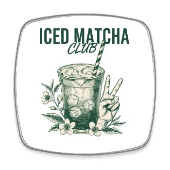 Iced Matcha Club Green Tea Matcha Latte Lover - Viereckiger Kühlschrankmagnet - Weiß - Vorne