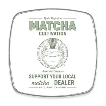 Kyoto Matcha Cultivation Support Your Local Matcha - Viereckiger Kühlschrankmagnet - Weiß - Vorne