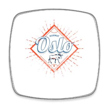 Oslo Capital of Norway Vintage Souvenir - Square fridge magnet - white - Front