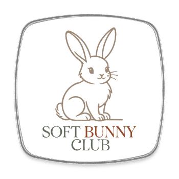 Soft Bunny Club Cute Easter Bunny Design Bunny Logo - Square fridge magnet - white - Front