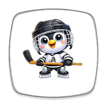 Süßer Pinguin Eishockeyspieler Cartoon Sport - Viereckiger Kühlschrankmagnet - Weiß - Vorne