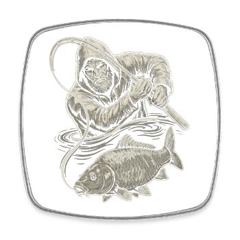 Alter Fischer Karpfen Illustration - Viereckiger Kühlschrankmagnet - Weiß - Vorne