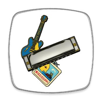 THE BLUES ROAD #1 – Ton & Bild - Viereckiger Kühlschrankmagnet - Weiß - Vorne