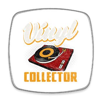 Collectionneur rétro de vinyles Art musical vieilli - Magnet carré - blanc - Devant