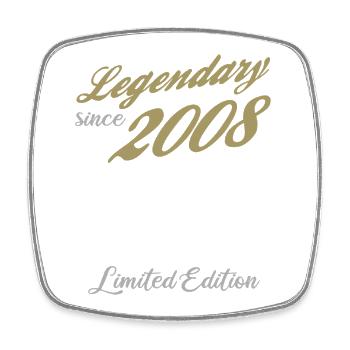 18th Birthday Legendary Since 2008 vintage - Square fridge magnet - white - Front