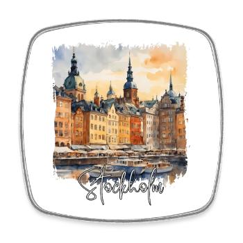 Stockholm Aquarell, Stockholm Schweden - Viereckiger Kühlschrankmagnet - Weiß - Vorne