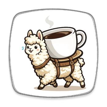 Design de transport de lamas à café - Magnet carré - blanc - Devant