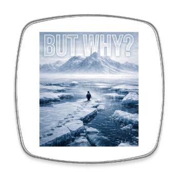 But Why Penguin Meme Existential Sad Humor Mood - Square fridge magnet - white - Front