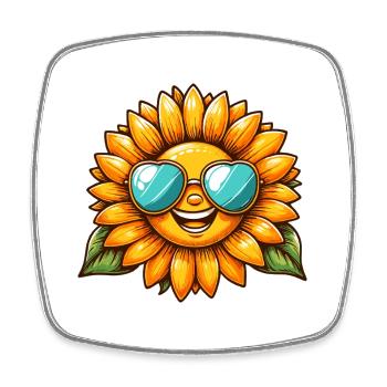 Sonnenstrahl mit Sonnenbrille Motiv - Viereckiger Kühlschrankmagnet - Weiß - Vorne