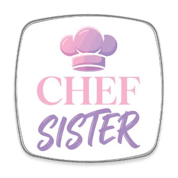 Chef Sister Chef's Hats Design - Square fridge magnet - white - Front