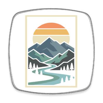 Abstrakte Berglandschaft Illustration - Viereckiger Kühlschrankmagnet - Weiß - Vorne