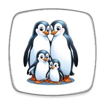 Famille de manchots dans la glace - Magnet carré - blanc - Devant