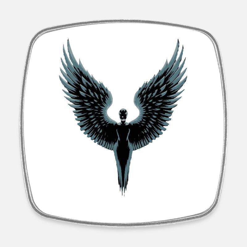Mystic Angel - Night Flight Wing Form - Square fridge magnet - white
