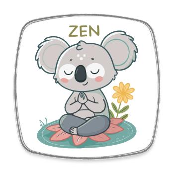 Koala Zen sur Lotus - Magnet carré - blanc - Devant