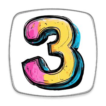 3 Number Colorful - Square fridge magnet - white - Front