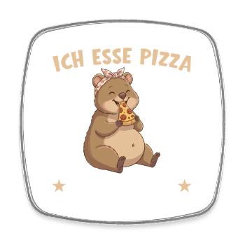 Annonce de grossesse : Maman Pizza Quokka - Magnet carré - blanc - Devant