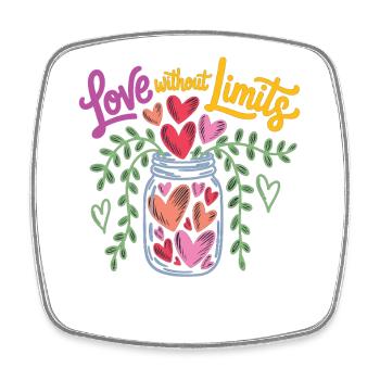 Chemise Love Without Borders – Une idée cadeau - Magnet carré - blanc - Devant