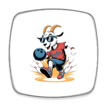 Bowling Ziege Cooles Bowling Motiv - Viereckiger Kühlschrankmagnet - Weiß - Vorne