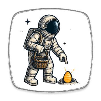Astronauten-Ei Erkundung - Viereckiger Kühlschrankmagnet - Weiß - Vorne