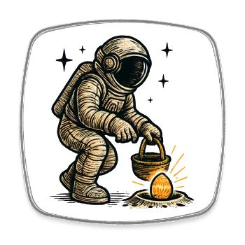Astronaut sammelt osterei - Viereckiger Kühlschrankmagnet - Weiß - Vorne