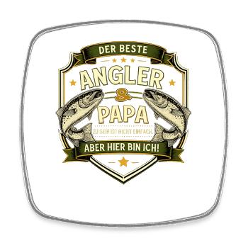 Angler und Papa: Nicht einfach. Aber Hier Bin ich! - Viereckiger Kühlschrankmagnet - Weiß - Vorne