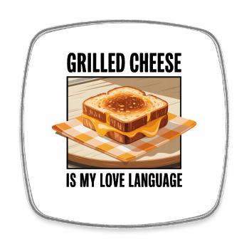 Grilled cheese is my love language - Square fridge magnet - white - Front