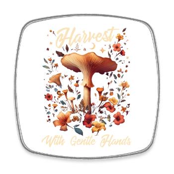 Mit sanfter Hand ernten | Pilze Wald - Viereckiger Kühlschrankmagnet - Weiß - Vorne