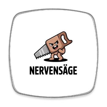 Nervensäge Lustige Cartoon Säge Figur - Viereckiger Kühlschrankmagnet - Weiß - Vorne