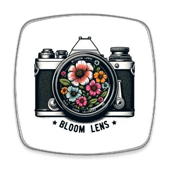 Motifs floraux rétro Flower Lens - Magnet carré - blanc - Devant
