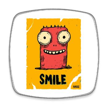 Lustiger Monster mit Smile - Viereckiger Kühlschrankmagnet - Weiß - Vorne