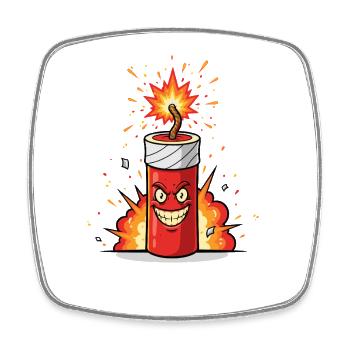 Angry Firecracker Comic - Square fridge magnet - white - Front