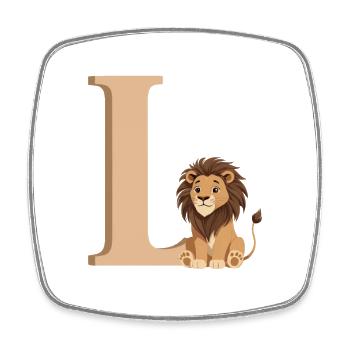 L-Lion Lettre L avec Lion - Magnet carré - blanc - Devant