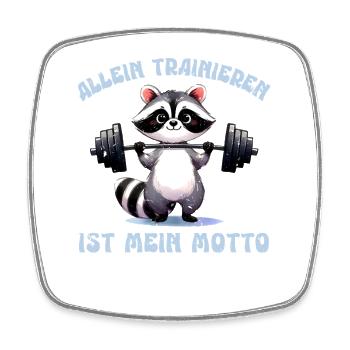 Kraftsport ALLEIN TRAINIEREN IST MEIN MOTTO Lustig - Viereckiger Kühlschrankmagnet - Weiß - Vorne